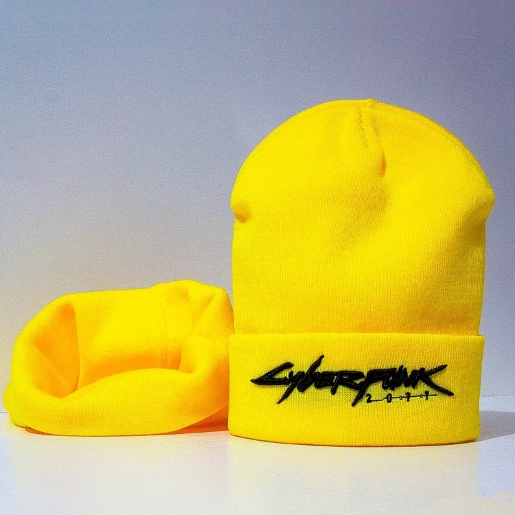 Набор головной: шапка + шарф Cyberpunk жёлтый
