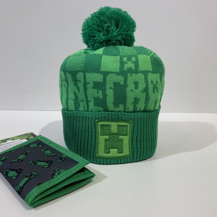Зимова підліткова шапка "Minecraft" зелена