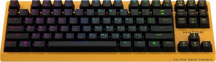 Клавиатура проводная HATOR Rockfall EVO TKL Kailh Optical (HTK-632) Yellow Клавиатура проводная HATOR Rockfall EVO TKL Kailh Optical (HTK-632) Yellow