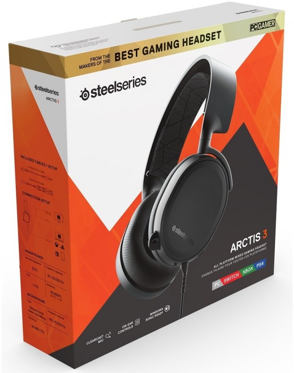 Ігрова гарнітура STEELSERIES Arctis 3 black 2019 Edition (61503) Ігрова гарнітура STEELSERIES Arctis 3 black 2019 Edition (61503)