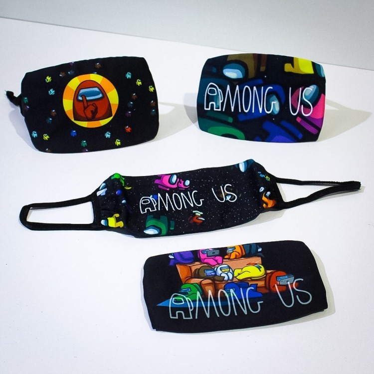 Захисна двошарова багаторазова маска Among Us 4 із тканини