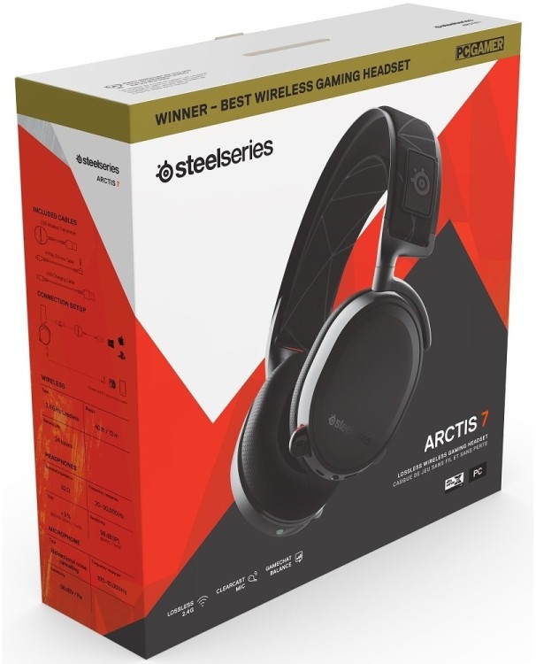 Игровая гарнитура STEELSERIES Arctis 7 black 2019 Edition (61505)